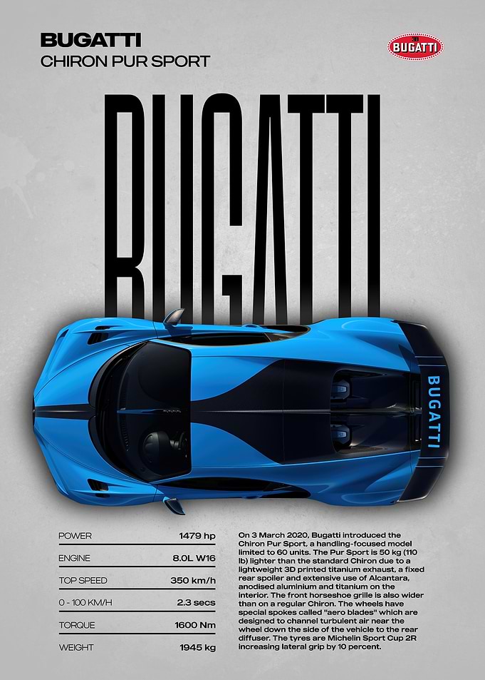 Bugatti Chiron Pur Sport Top View