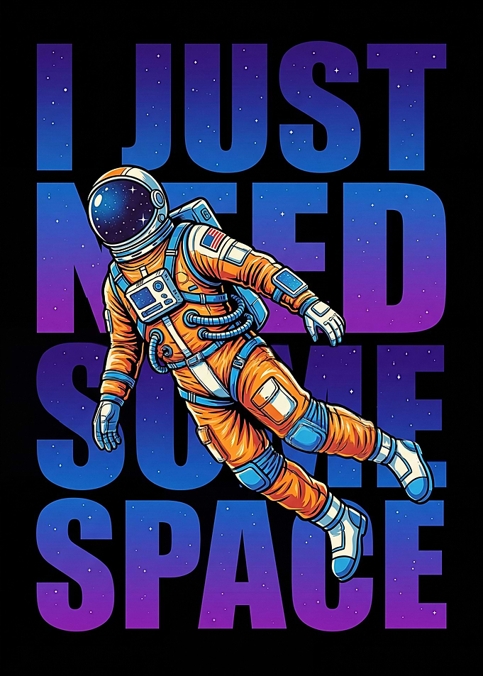 Astronaut Floating in Space with Text