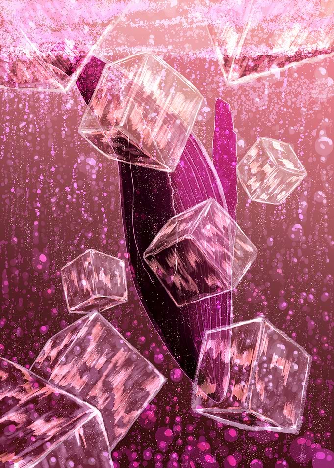 Abstract Pink Cubes and Whale Tail