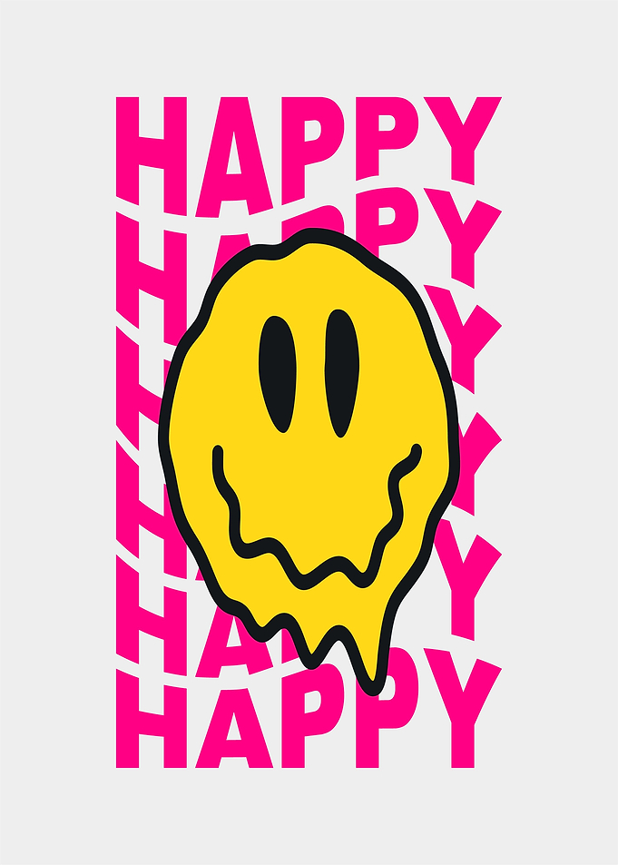 Melting Happy Face with Text