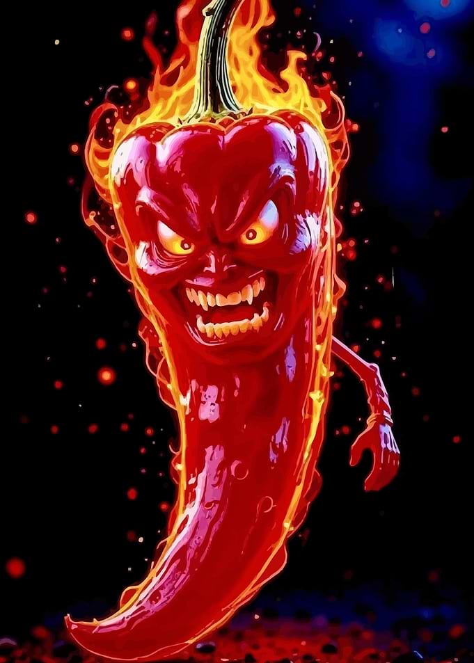Fiery Red Chili Pepper Character