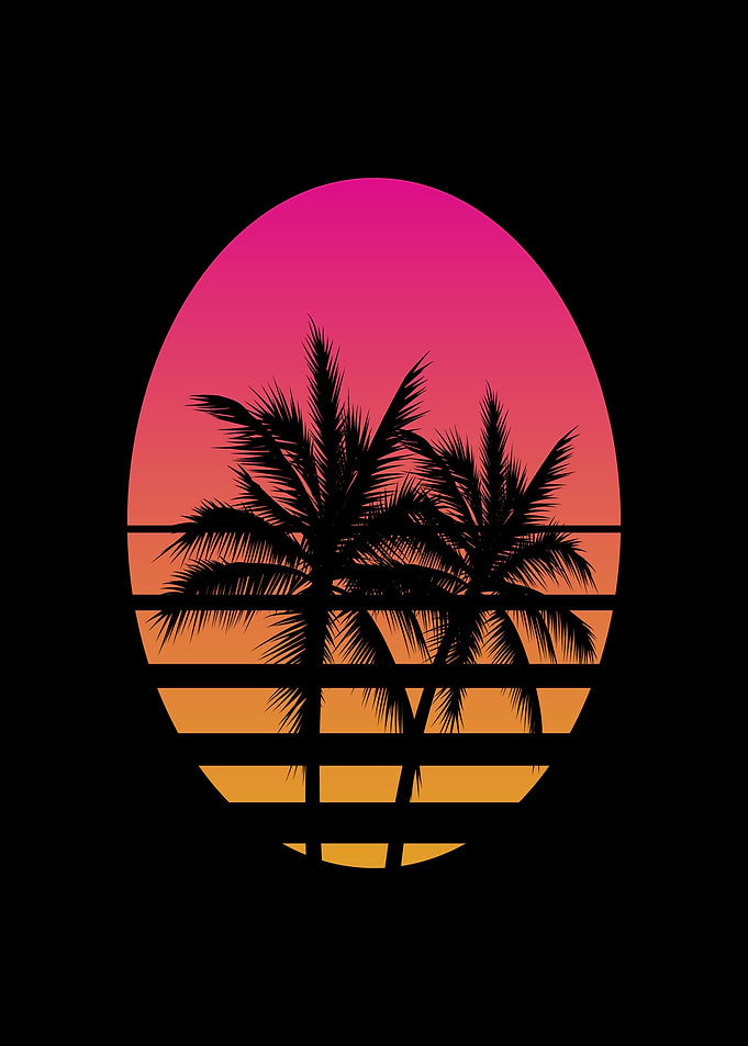 Retro Palm Trees Sunset