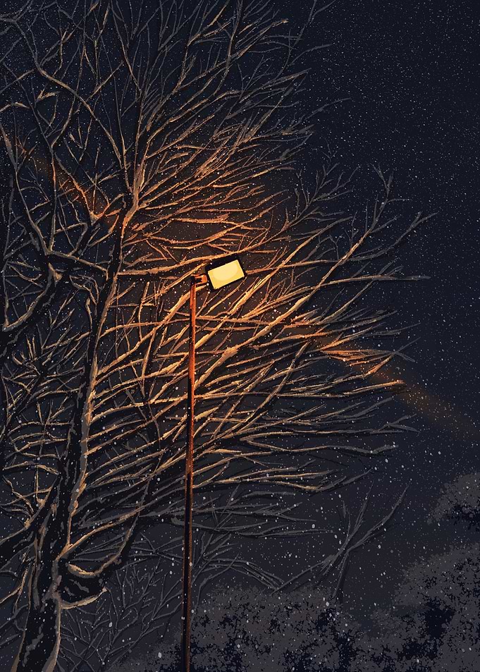 Snowy Night with Streetlight