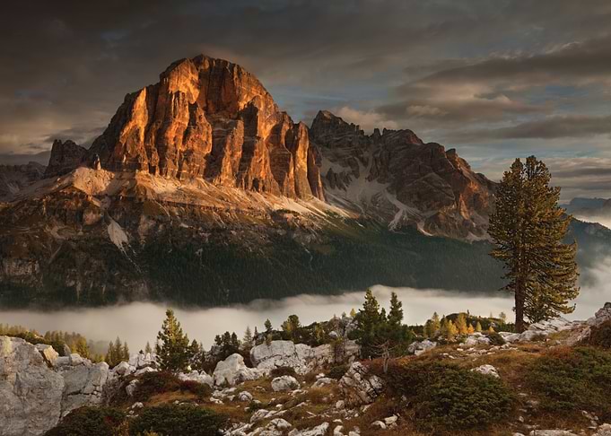 Golden Mountain Peak at Sunrise