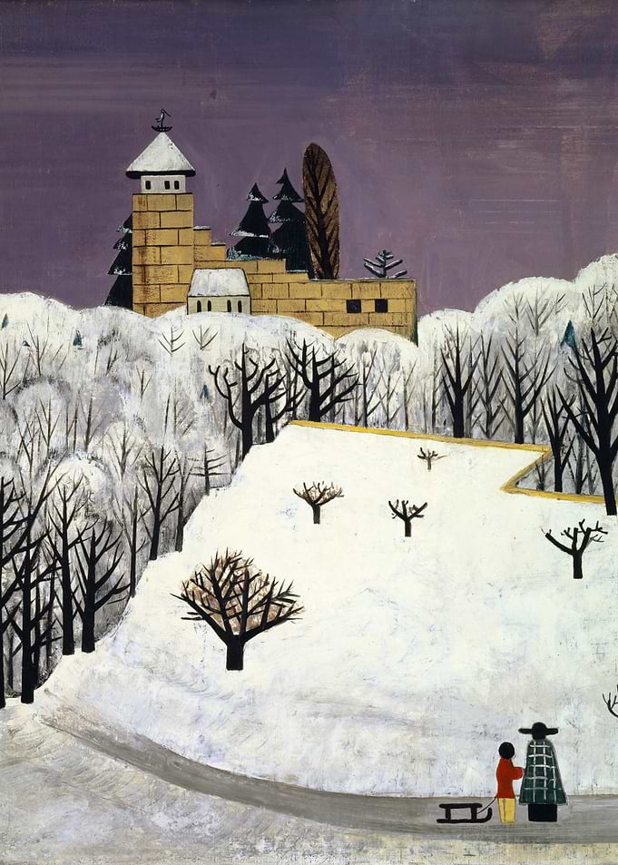 Winter Castle Landscape with Figures