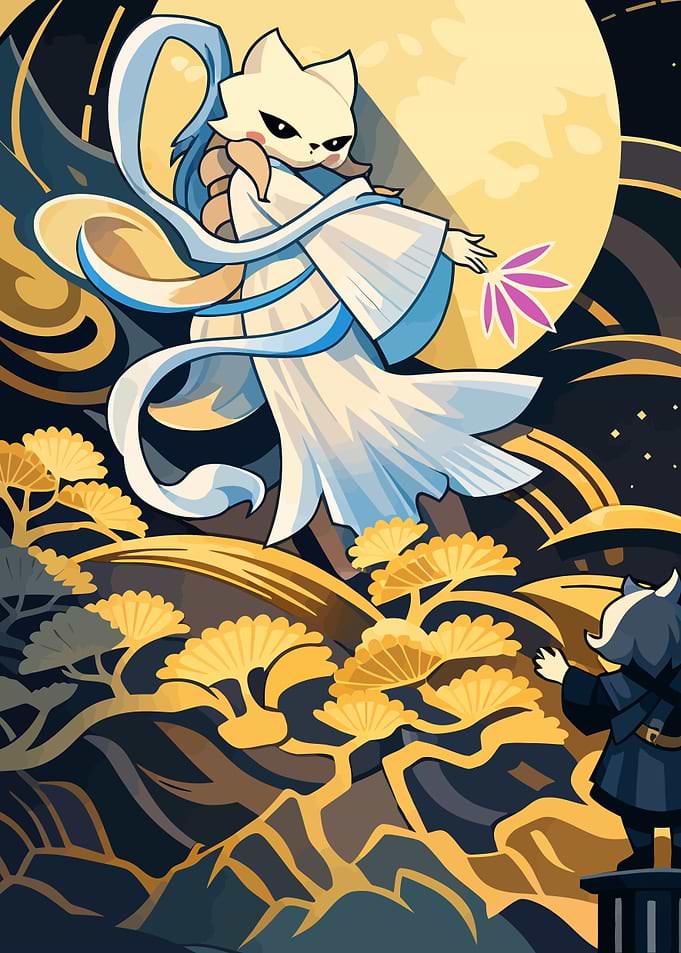 Mythical Cat Spirit and Observer