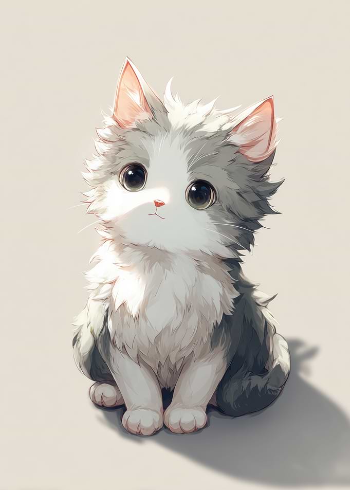 Cute Fluffy Kitten Sitting