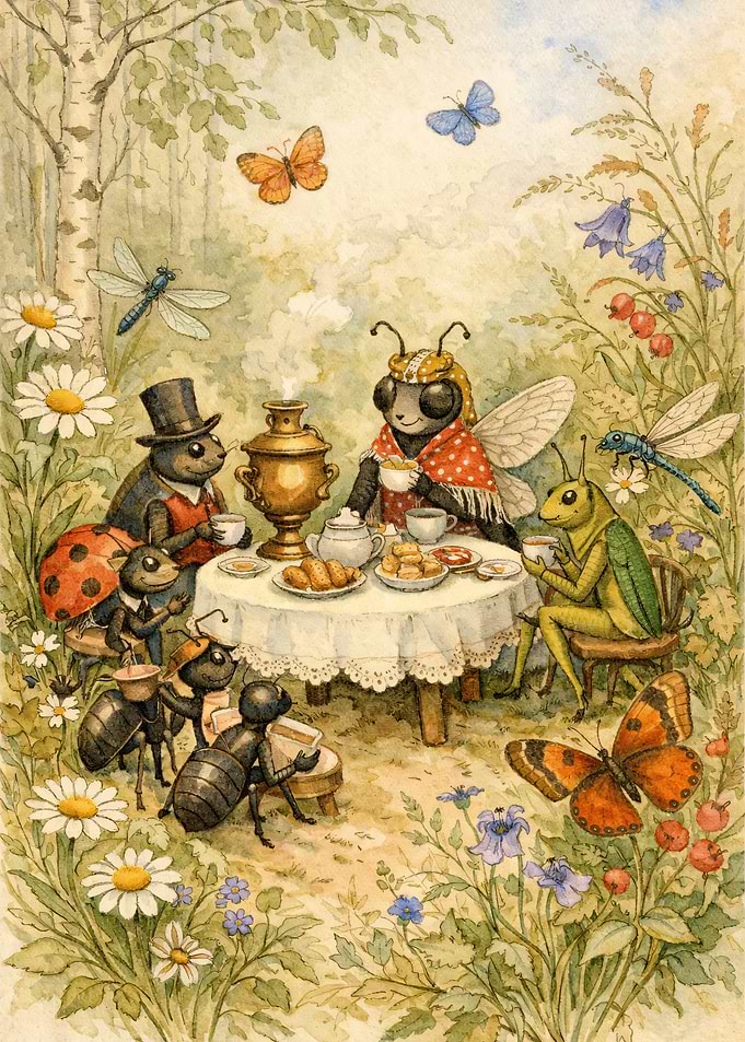 Insects Having a Tea Party