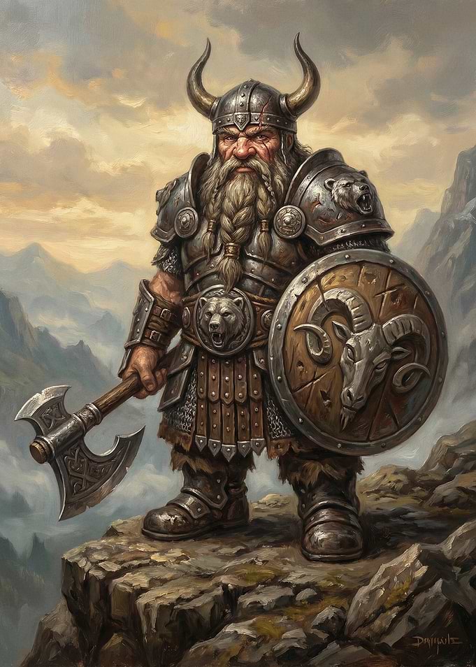 Dwarf Warrior with Axe and Shield