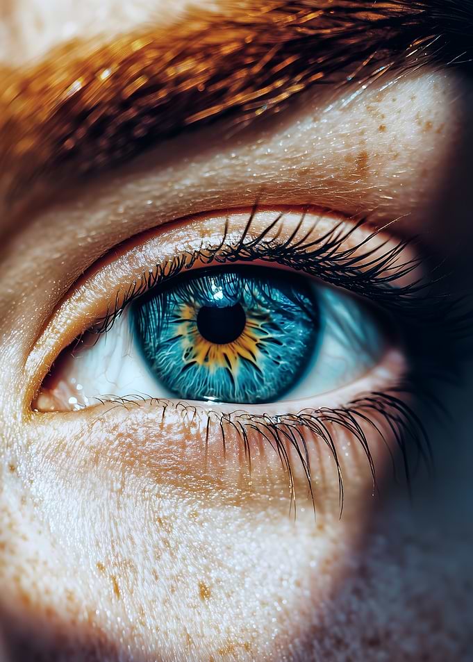 Extreme Close-up of a Blue and Yellow Eye