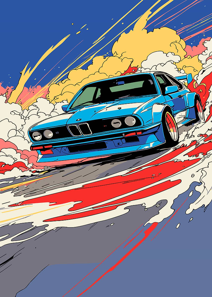 Blue BMW M3 Drifting with Smoke