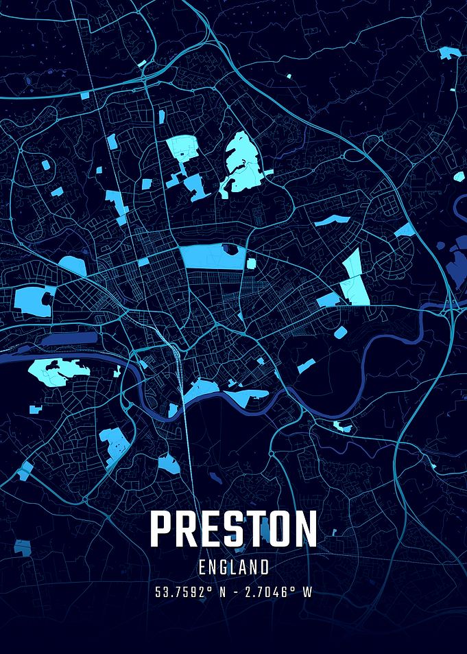 Preston England Midnight City Map