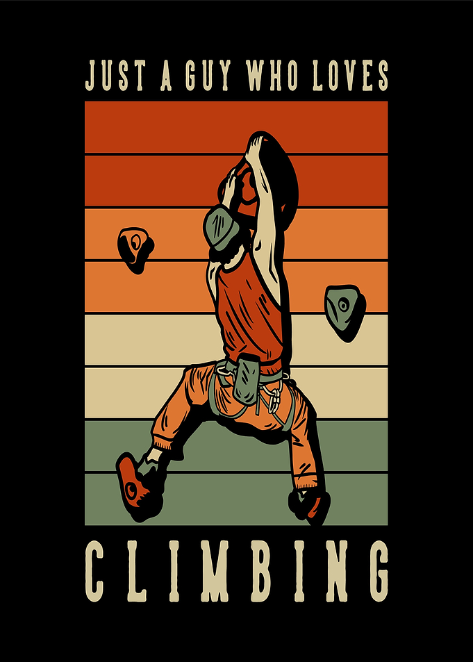 Climbing Guy Retro Sunset