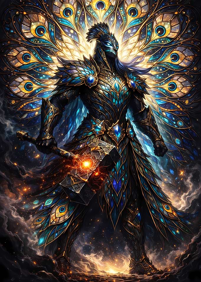 Peacock Knight with Hammer