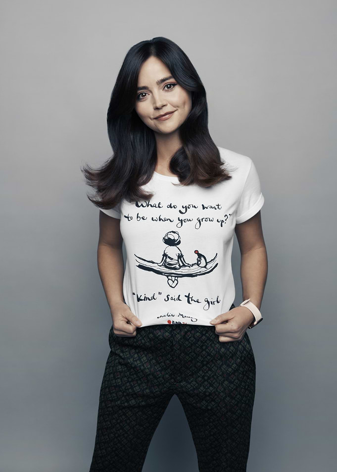 Jenna Coleman in a graphic t-shirt