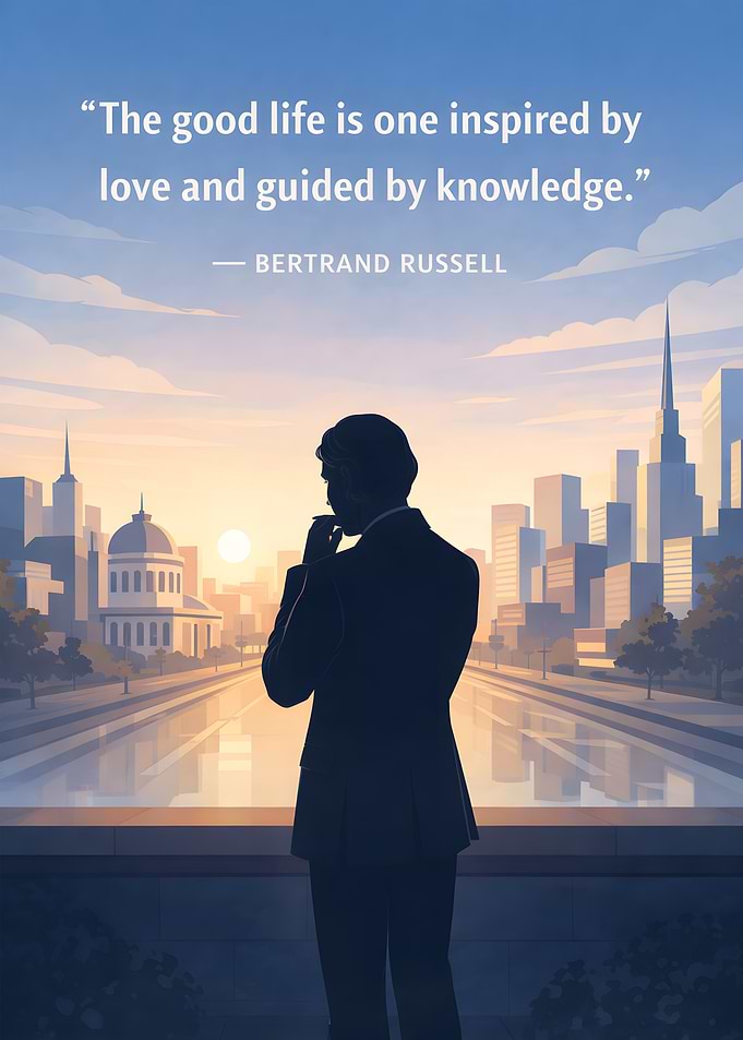Man contemplating city at sunrise