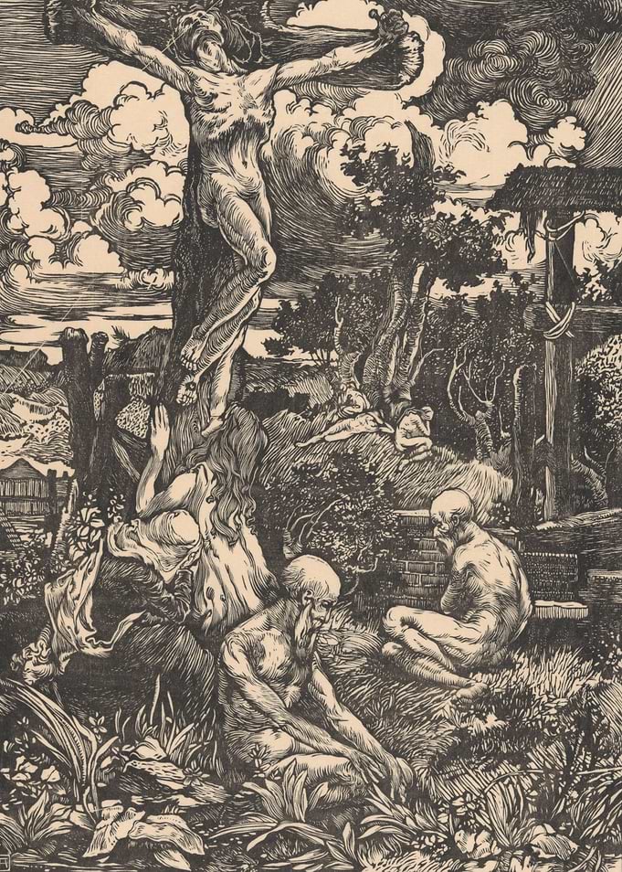 Crucifixion Scene with Mourners