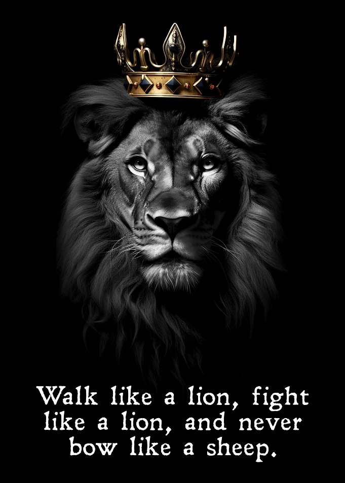 Lion with Crown and Inspirational Quote