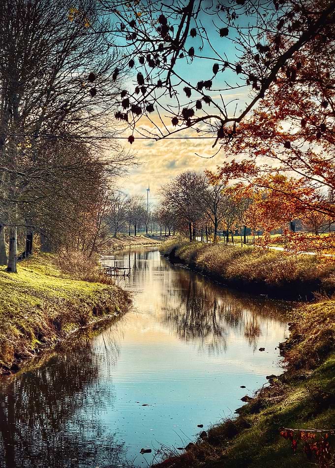 Autumn Canal Reflection