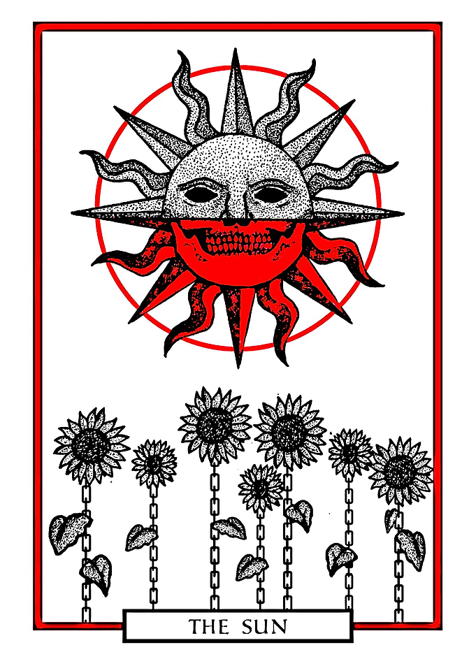 Tarot The Sun Card with Skull Sun