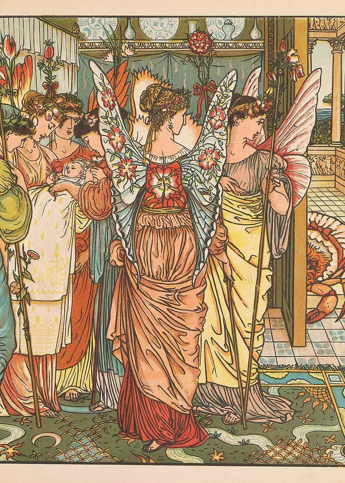 Fairies with Flowers and a Baby