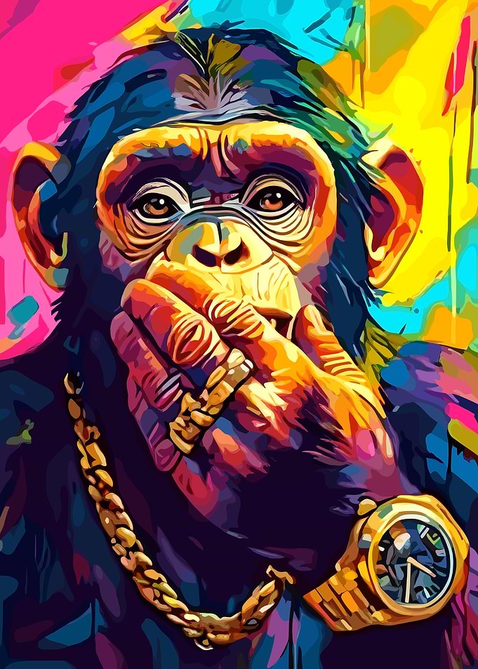 Chimpanzee Wearing Jewelry