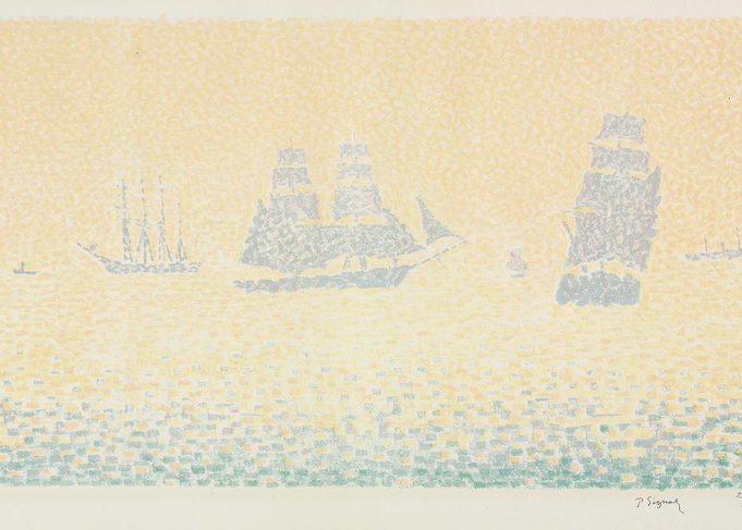 Pointillist Ships at Sea