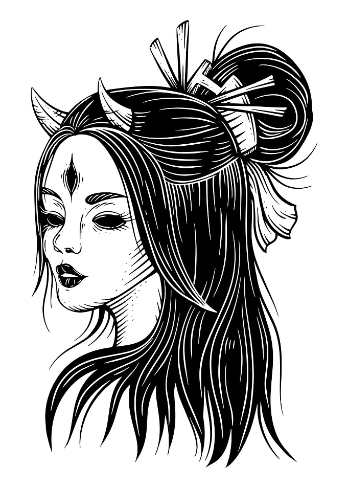 Demon Geisha with Third Eye