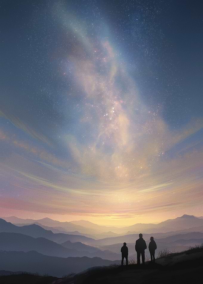 People Watching Milky Way Over Mountains