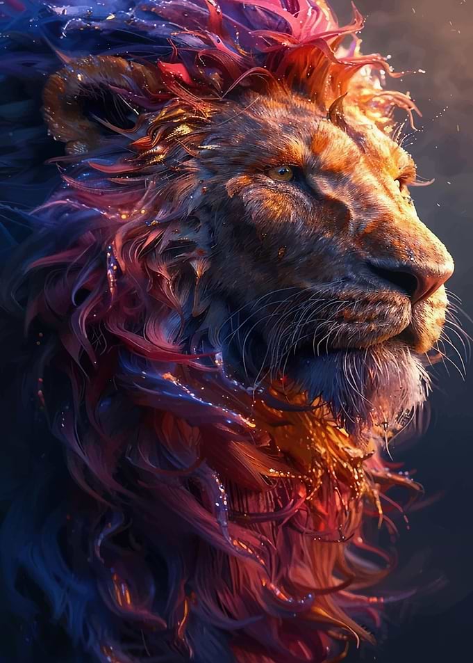 Majestic Lion with Fiery Mane