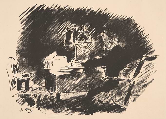 Man at a Desk with Lamp