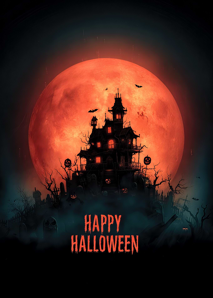 Haunted House Halloween Scene