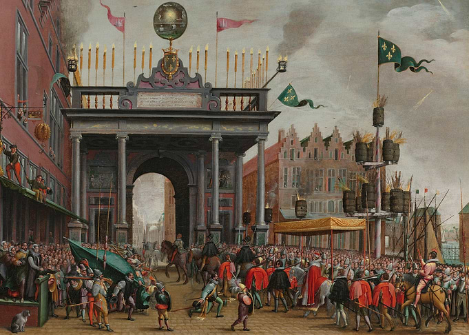 Historical Procession with Elaborate Archway