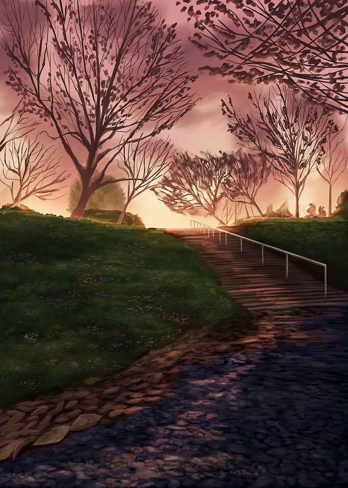 Park Stairway at Sunset
