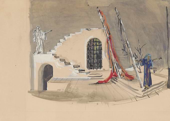 Stage Design with Figures and Drapery