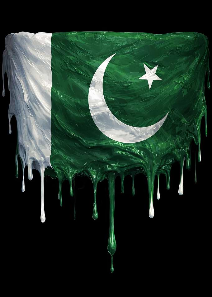 Pakistan Flag Colorful Dripping