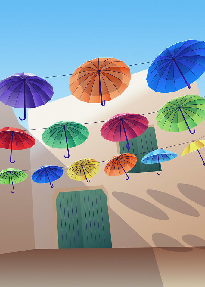 Colorful Umbrellas in St Marie