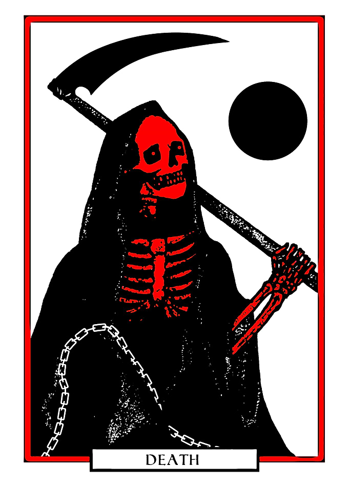 Grim Reaper with Scythe and Moon