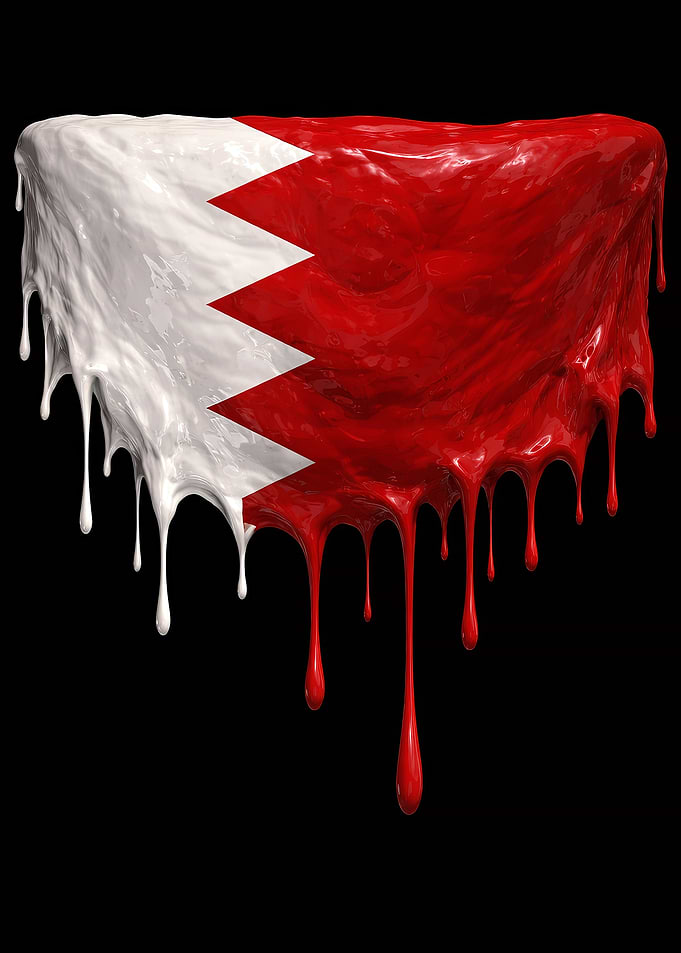 Bahrain Flag Colorful Dripping
