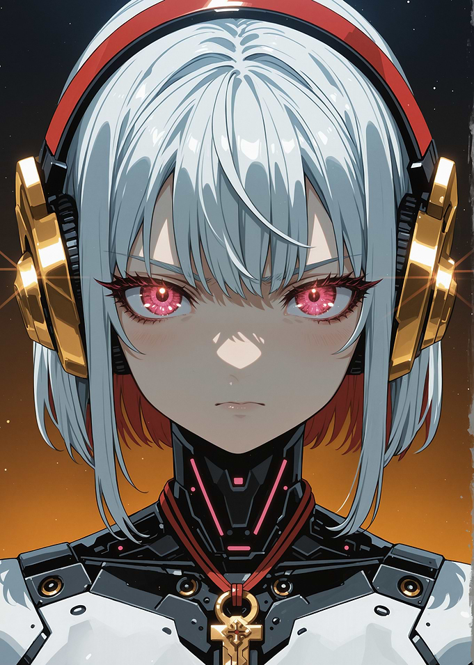 Anime Girl with Headphones and Cyberpunk Outfit