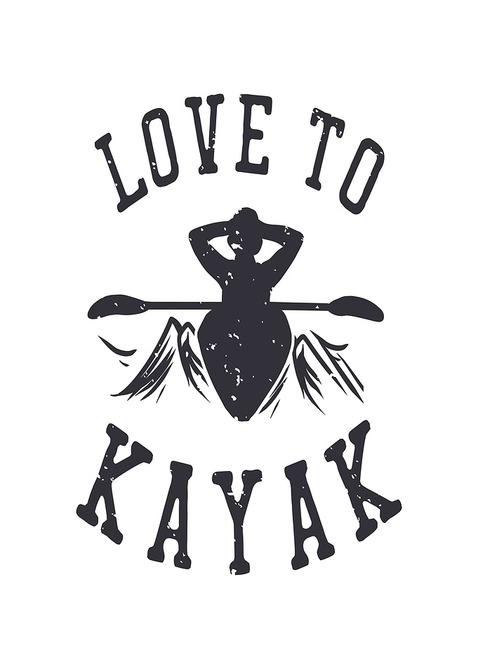 Love to Kayak Vintage Graphic