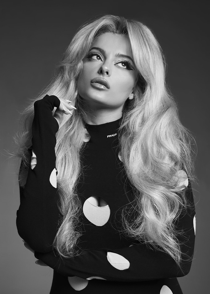 Bebe Rexha Black and White Polka Dot Fashion