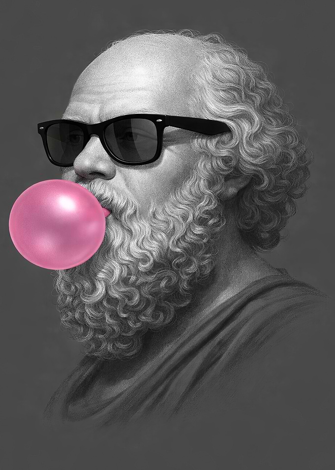 Socrates with Sunglasses and Bubble Gum