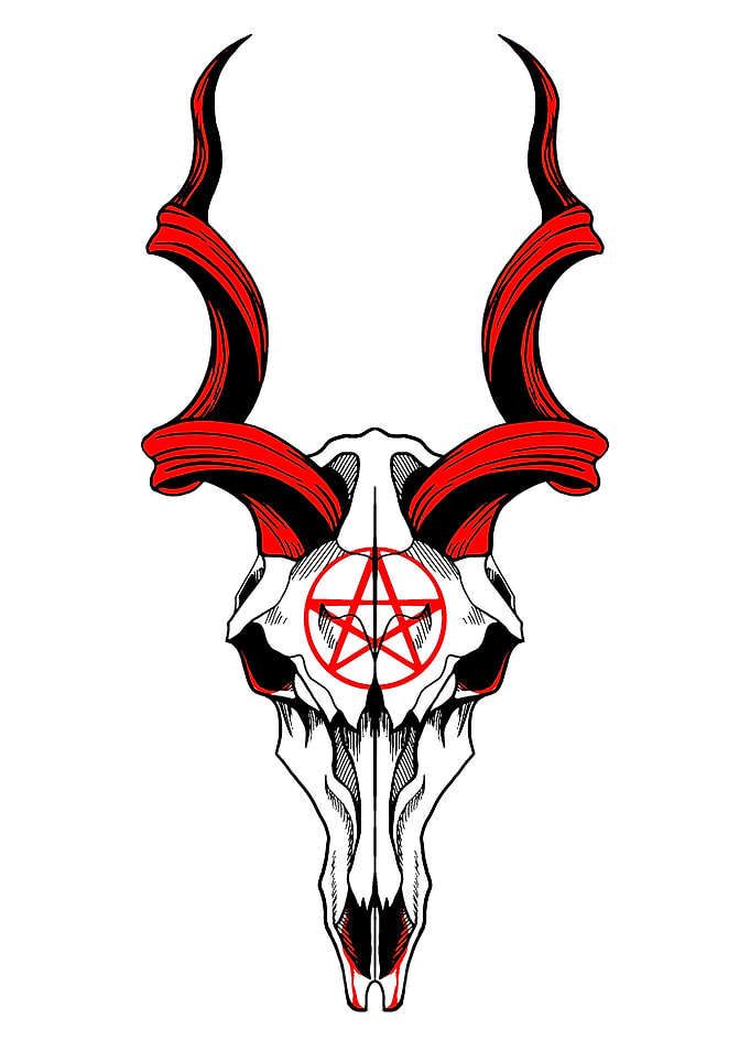 Demonic Goat Skull with Pentagram