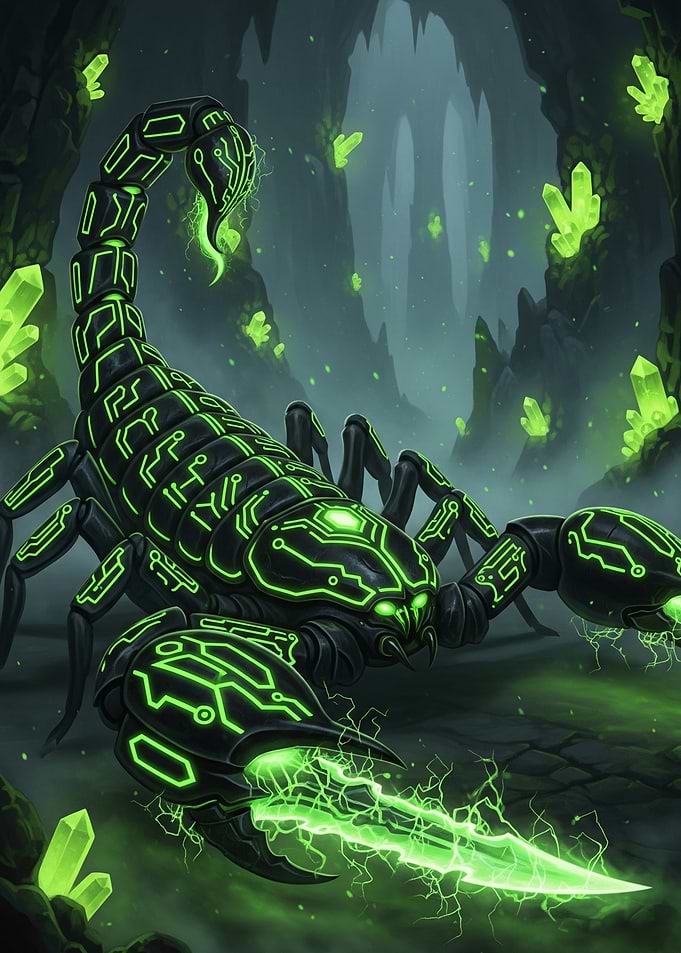 Cybernetic Scorpion in Crystal Cave