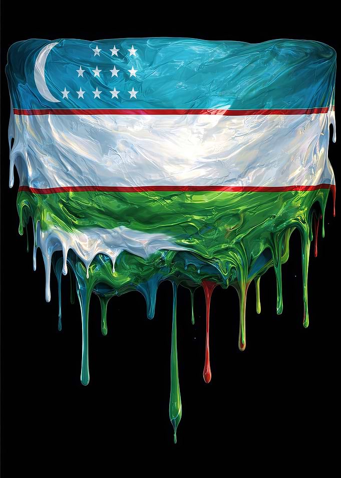 Dripping Uzbekistan Flag