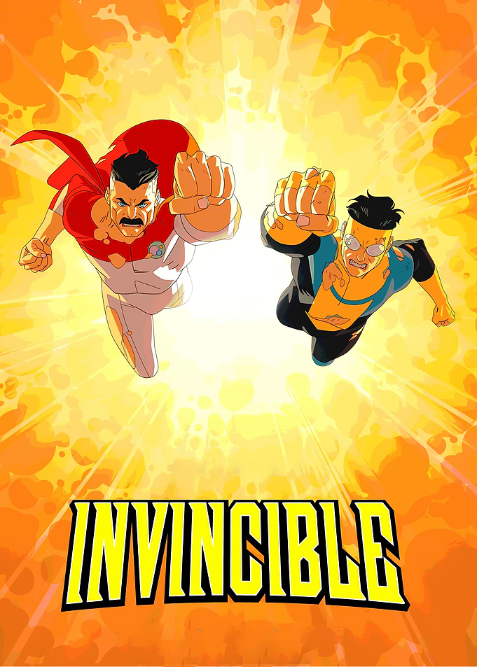 Invincible and Omni-Man Flying