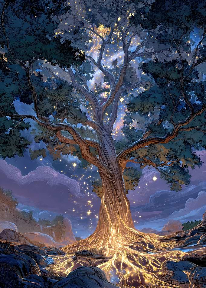 Enchanted Tree with Glowing Roots