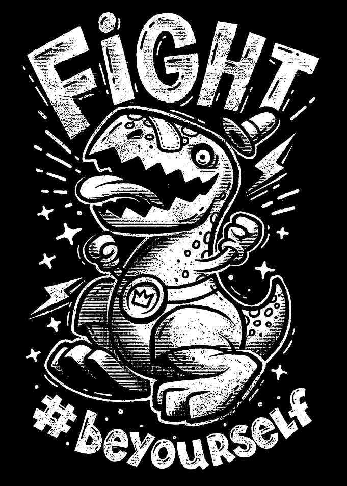 Dinosaur with 'Fight #beyourself' text