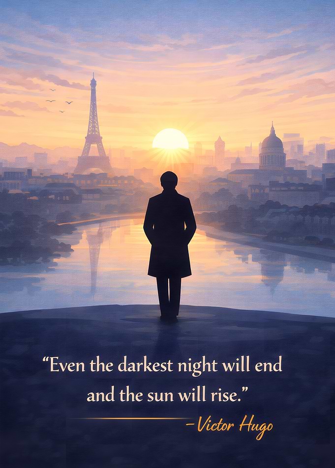 Man overlooking Paris at sunrise